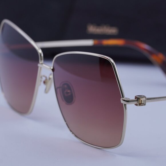 MaxMara MM0035-H 30F Geometric Sunglasses - Gold/Brown - Picture 4 of 11
